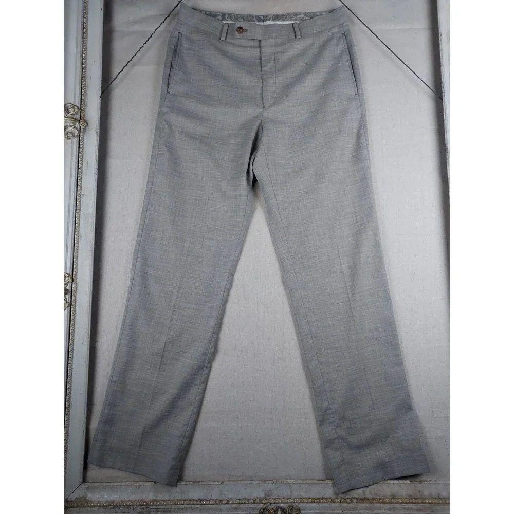Lauren Ralph Lauren Mens 32x32 Gray Flat Front Stretch Dress Pants Career Slacks